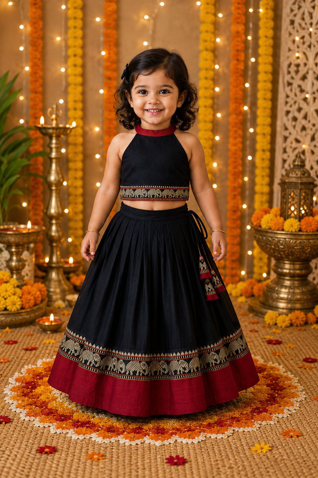 Nayra Noir Pattu Pavadai Set for Girls